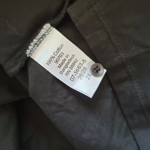 Roamans Womens Top 2X Plus Polo Long Sleeve Black Cotton Collar BLA101E - Picture 9 of 9